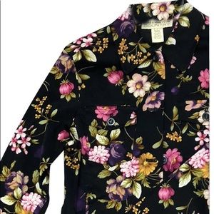 Jones New York Black with Floral Denim Jacket 14